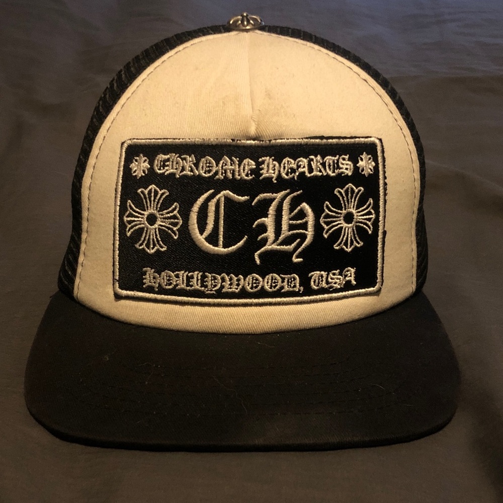 Chrome Hearts Black and White Trucker Cap